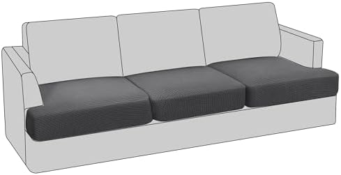 PrinceDeco Stretch T Cushion Sofa Slipcovers 3 Piece,Pets Friendly,Gray