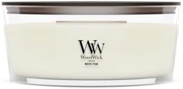WoodWick White Teak Scented Candle, Crackling Wick, 16oz