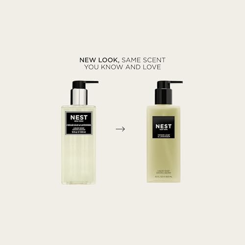 NEST New York Liquid Soap, Cedar Leaf & Lavender - 10 fl oz - Cleanses & Nourishes Skin - Approx. 300 Pumps Per Bottle - Gluten Free & Cruelty Free