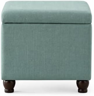 Spatial Order 22" Medium Rectangular Storage Ottoman - Aqua Linen