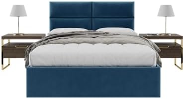Vänt Wall Mounted Headboard Panels, Queen/Full, Velvet Peacock Blue