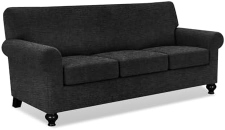 URBANLIFE 4-Piece Stretch Sofa Covers for 3 Cushion Couch, Black