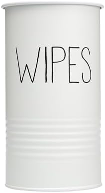 Wipe Holder for Kitchen/Bathroom Counter, Farmhouse Kitchen Decor, Vintage Countertop Wipe Storage Organizer Caddy, Steel with Matte White Finish