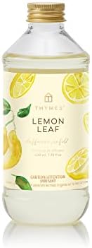 Thymes Reed Diffuser Oil Refill – Fragrance Oil for Diffuser Refill – Flameless Home Fragrance – Home Luxury Scents with Notes of Lemon Verbena, Lily of the Valley & Bergamot (Lemon Leaf, 7.75 fl oz)