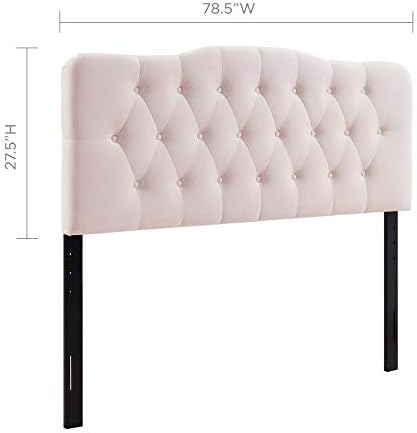 Modway Annabel Diamond Tufted Performance Velvet King Headboard in Pink