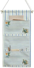 IAXIC Canvas Wall Hanging Organizer with Pockets Fish Extender Hanging Pouch Sea Turtle Stripe Door Closet Organizers Fabric Storage Pockets Wall Decoration
