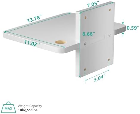 WALI Floating TV Shelf, 1 Tier Projector Shelf for DVD Players, Cable Boxes, Routers, Game Consoles, Living Room Decor Accessories, Wall Mount Shelves Holds Up to 22lbs (CS201NW), 1-Shelf, White