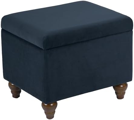 Spatial Order 22" Medium Rectangular Storage Ottoman - Blue Velvet