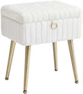 SONGMICS Vanity Stool Chair with Storage, Metal Legs, Max. Load 440 lb