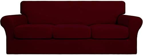 Easy-Going 4 Pieces Stretch Sofa Cover for 3 Cushion Couch Washable