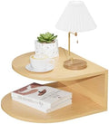 Bamboo Floating Nightstand with Storage Drawer and Modern Open Shelf Cubby，Bedroom, Living Room, Kitchen, Tool Room for use. (2 Pcs Natural, Trumpet)