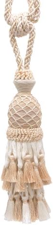Lavish Large Curtain & Drapery, Hand Crafted Tassel Tiebacks, Tassel Length 11" (27.5cm), 34" Spread (86cm) (Style# TBIL1) Seashell Ivory Multicolor #5055 (White Ivory, Off White) Individually Sold