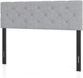 GIANTEX Linen Upholstered Headboard, Queen/Full Size Button Tufted Linen Fabric Head Board with Wood Support Legs, Attach Frame, Width Adjustable Modern Bed Headboard Only (Gray)