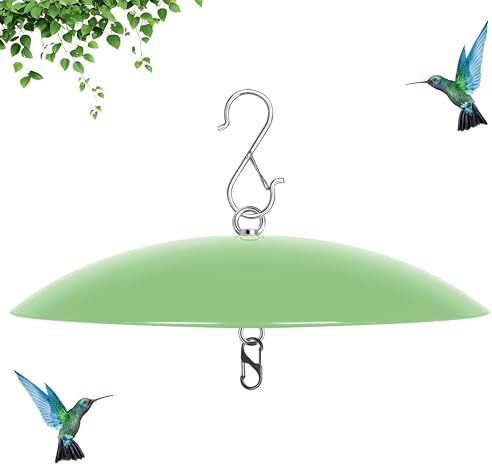 13" Bird Feeder Rain Guard, Hummingbird Feeders Shade Dome Cover, Hanging Baffle for Bird Feeder Pole,Smart Birds Feeder's Umbrella(Light Green), 1 Pack