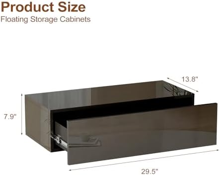 HedoAjim Black Modern Floating Wall Mounted Nightstand with Drawer Storage Wood Bedside Table Small Wall Shelf for Bedroom Living Room