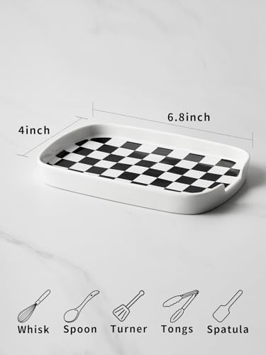 ABRUTY Spoon Rest for Stove Top, Ceramic Spoon Holder for Counter, Modern Farmhouse Decor Accessories for Spatula, Spoons or Tongs