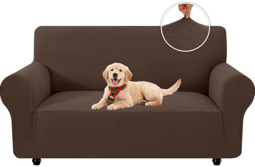 XINEAGE Stretch 2 Seater Slipcover, Non-Slip Pet Couch Cover,Dark Coffee