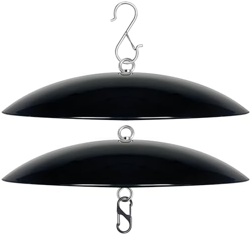 13" Bird Feeder Rain Guard, Hummingbird Feeders Shade Dome Cover, Hanging Baffle for Bird Feeder Pole,Smart Birds Feeder Umbrella (Black), 2 Pack