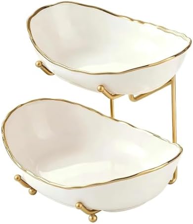 2 Tier Fruit Bowl, Ceramic Fruit Basket for Kitchen Counter 5