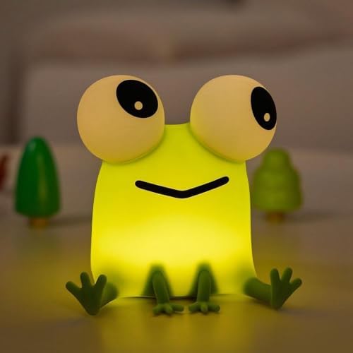 Frog Night Light for Kids, Green Silicone Squishy Dimmable Nursery Lamp