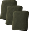 H.VERSAILTEX Velvet Stretch Couch Cushion Cover Plush Cushion Slipcover for Chair Loveseat Sofa Cushion Furniture Protector Seat Cushion Sofa Cover (3 Piece Sofa Cushion Covers, Olive)