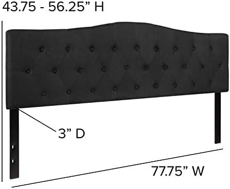 Flash Furniture Cambridge Tufted Upholstered King Size Headboard in Black Fabric
