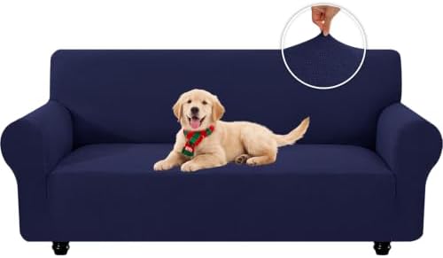 XINEAGE Stretch 3 Seater Slipcover, Non-Slip Pet Couch Cover,Navy Blue