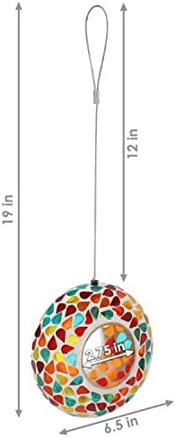 Sunnydaze Mosaic Glass Bird Feeder for Outdoors, Confetti Mosaic