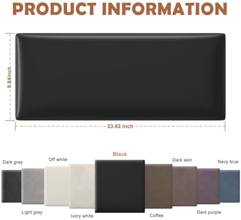 IFNOW Wall Mounted Headboard, Peel and Stick Panels, Black, Queen