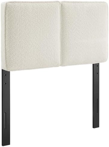 Modway Lindee Twin Size Upholstered Headboard with Slate Boucle Fabric - Pillow Style Headboard for Kid's Room or College Dorm - Fabric Twin Headboard with Adjustable Mounting Positions