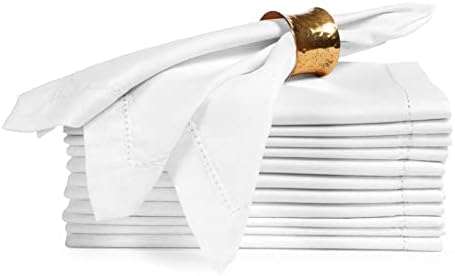 Ramanta Home White Polyester Cloth Napkins Set of 12-18x18 Inches