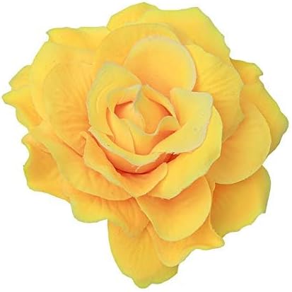 Magnetic Curtain Tiebacks, Rose Flower Tie Backs Rope for Curtains, Elegant 4 Pack Decorative Holdbacks Holders, Home Decor Thin or Sheer Window Drapries Bed Canopy (Yellow)