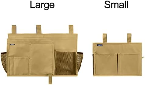 Surblue Bedside Caddy Hanging Organizer Bedside Storage Bag for Bunk and Hospital Beds (Small, Khaki)