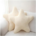 Star Shaped Throw Pillows Set of 2,Cute Plush Decorative Pillows with Fluffy Faux Rabbit Fur, Soft Star Cushion for Sofa Couch Bed Living Room Bedroom Home Decor (White, 15.7")