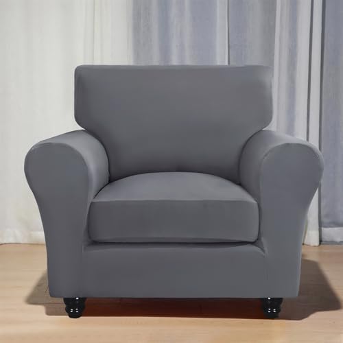 SearchI Stretch Sofa Cover Couch Covers, 2 Piece Armchair Slipcover with Separate Chair Cushion Cover, Washable Furniture Protector for Living Room(Armchair, Grey)
