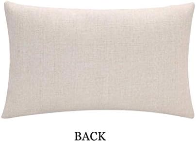 Decorative Romantic Rose Flower Pillow Cover Vintage Shabby Chic Peach Pink Rose Floral Rectangular/Waist Cushion Cover Cotton Linen Pillowcase for Sofa Bedroom Car 12x20 Inch Set of 2 (12”×20”)