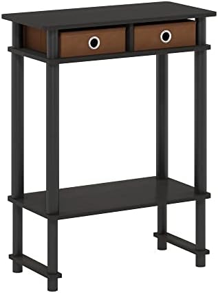 Furinno Turn-N-Tube Tall-Wide Hallway Console Table with Bin, Espresso/Brown