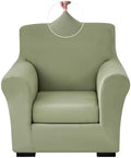 Stretch Sofa Cover Couch Covers, 2-Piece Armchair Cover with Separate Cushion Cover, Washable Soft Spandex Furniture Protector for Living Room(Armchair, Light Green)