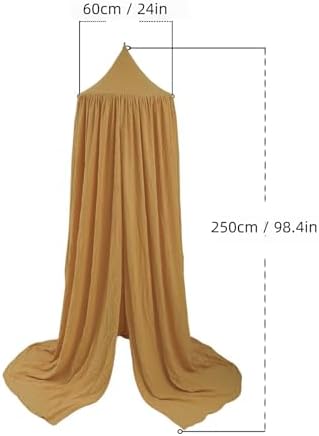 Cotton Kids Bed Canopy, Nursery Room Baby Crib Hanging Curtain Mosquito Net Hideaway Bedding Children Reading Nook Decoration, Pastel Neutral Color for Boys & Girls (Khaki)