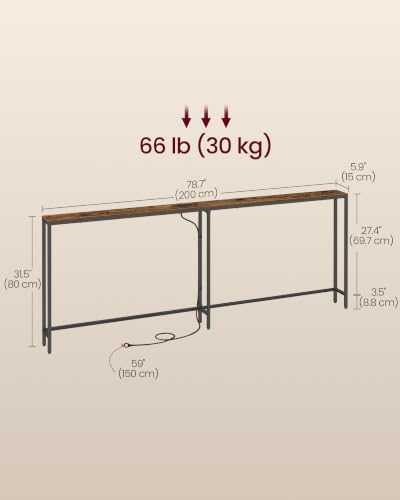 VASAGLE 78.8" Console Table, Narrow Behind Couch Table with Outlet