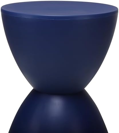 Euro Style Sallie Indoor/Outdoor Stool or End Table | Modern Hourglass Accent Style | UV- Protected Plastic Extra Seating or End Table for Patio, Balcony, Poolside, Entryway, or Living Room | Blue