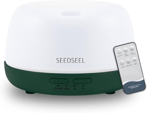 SEEDSEEL 300ML Essential Oil Diffuser with Remote, USB-C Cord, 7 LED Colors