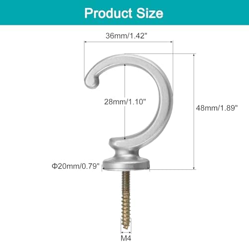 uxcell 2Pcs Curtain Holdback, Aluminum Alloy Wall Mounted Curtain Holders Drapery Tieback Hooks for Living Room Bedroom Office (Silver)