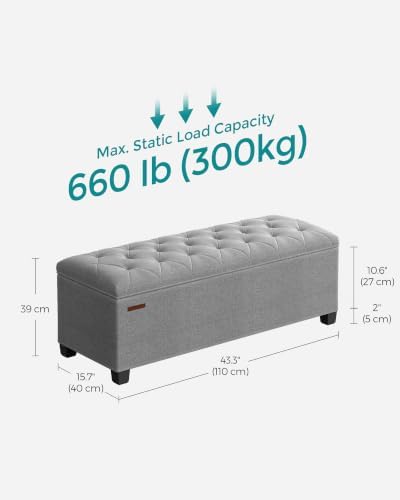 SONGMICS Storage Ottoman Bench, Foot Rest with Legs, Load up to 661.4 lb