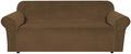 H.VERSAILTEX Stretch Velvet Sofa Covers for 3 Cushion Couch Covers Furniture Protector Soft with Non Slip Elastic Bottom, Crafted from Thick Comfy Rich Velour (Sofa 72"-90", Bronze Brown)