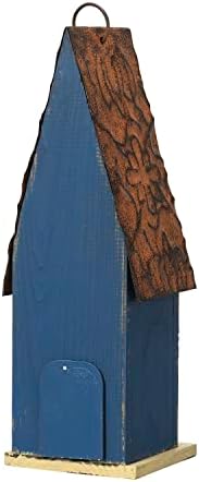 Glitzhome Bird Houses for Outside, Hanging Bird House for Outdoors, 13.25" H Retro Blue Distressed Solid Wood Pet Cottage Garden Decorative Birdhouse for Swallow Sparrow Finch Cardinals