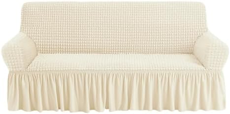 NICEEC Sofa Covers Beige Couch Cover Stretch Sofa Slipcovers with Skirt