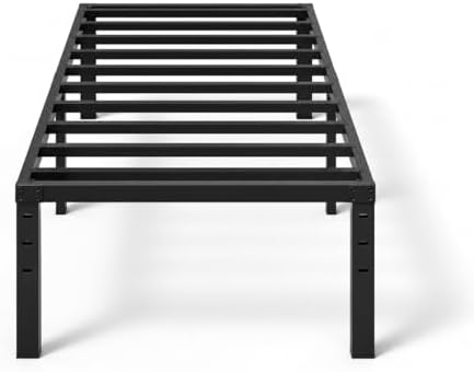 Bonnlo 14 Inch Metal Platform Twin Bed Frame, Mattress Foundation Bed Base,Heavy Duty Steel Slat Support,No Box Spring Needed,Black