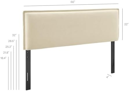 Modway Camille Queen Size Upholstered Linen Blend Headboard with Removable Slipcover – in Linen - Padded Pillow Style Headboard with Adjustable Mounting for Queen Beds