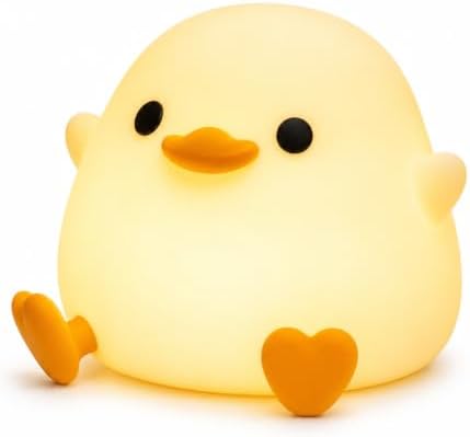 DODO Duck Night Light for Kids, Soft Squishy Silicone Duck Lamp with 20-Minute Timer, 2 Brightness Levels, Rechargeable Touch Nightlight, Ages 3+